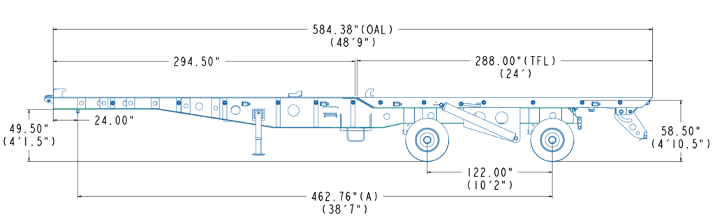 BENLEE - Two Container Fixed Tail Roll-Off Trailer Drawing